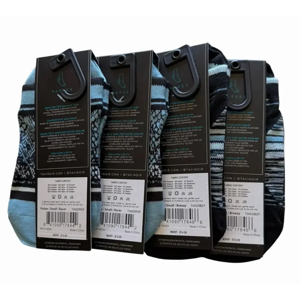 TAVI Sport Sock Bundle 4 Pair Small Parker Breezy Racer Ultra Lite Arch Support
